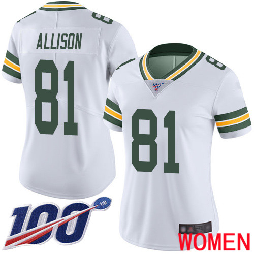 Green Bay Packers Limited White Women #81 Allison Geronimo Road Jersey Nike NFL 100th Season Vapor Untouchable